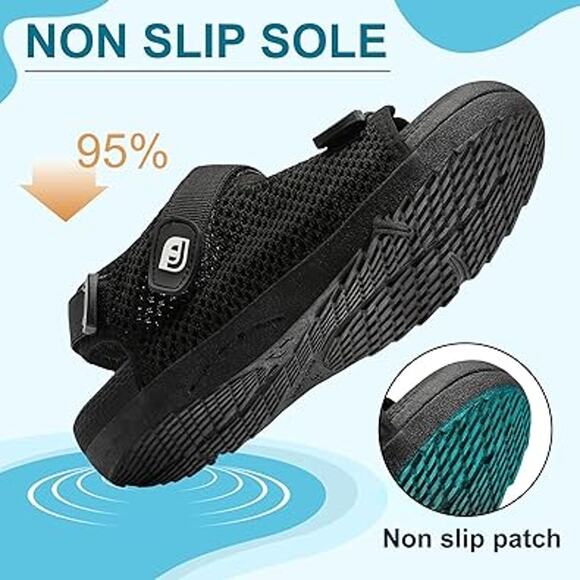 New Joinfree Women Size 9.5 Black Mesh Hook Loop Orthopedic Walking Sandal Shoes - Picture 5 of 5